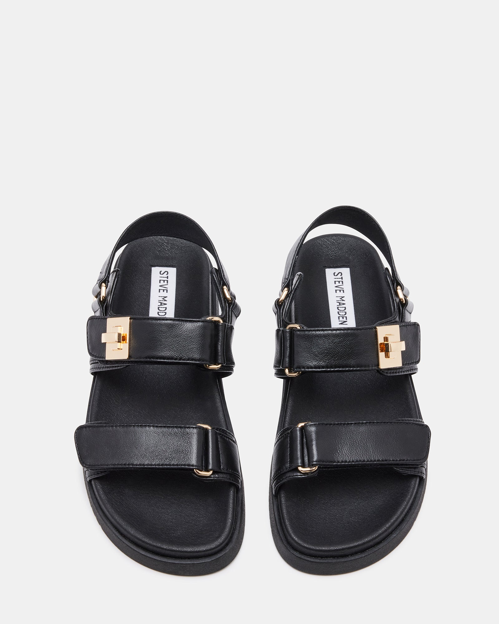 Mona Black Leather Flatform Sandals - Stylish and Comfortable