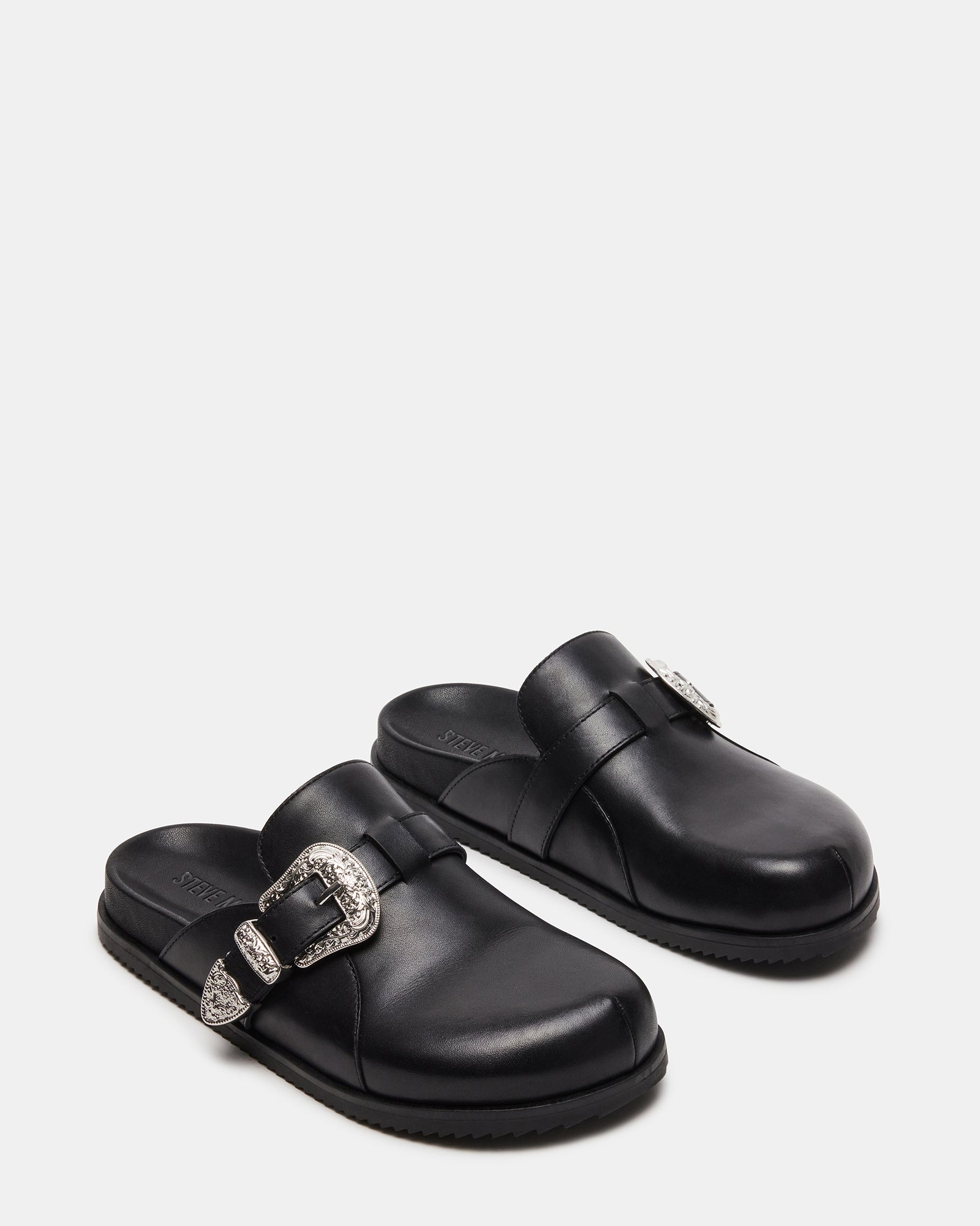 LEDGER Black Leather Mules - Stylish Slip - Ons
