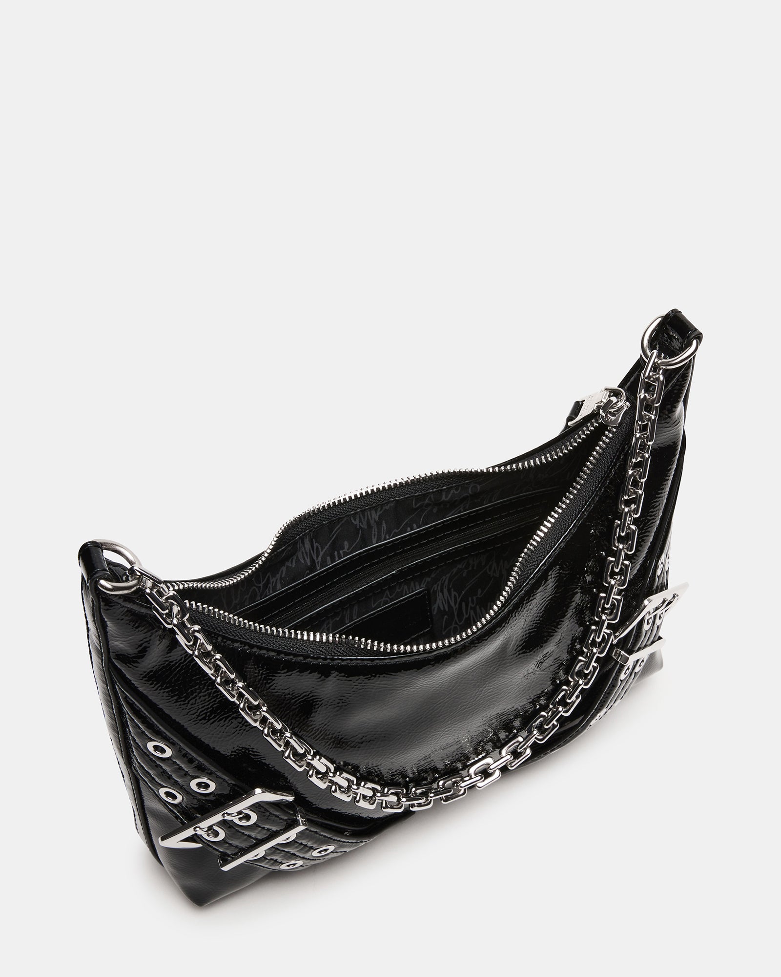 GRAYA Black Patent Chic Shoulder Bag