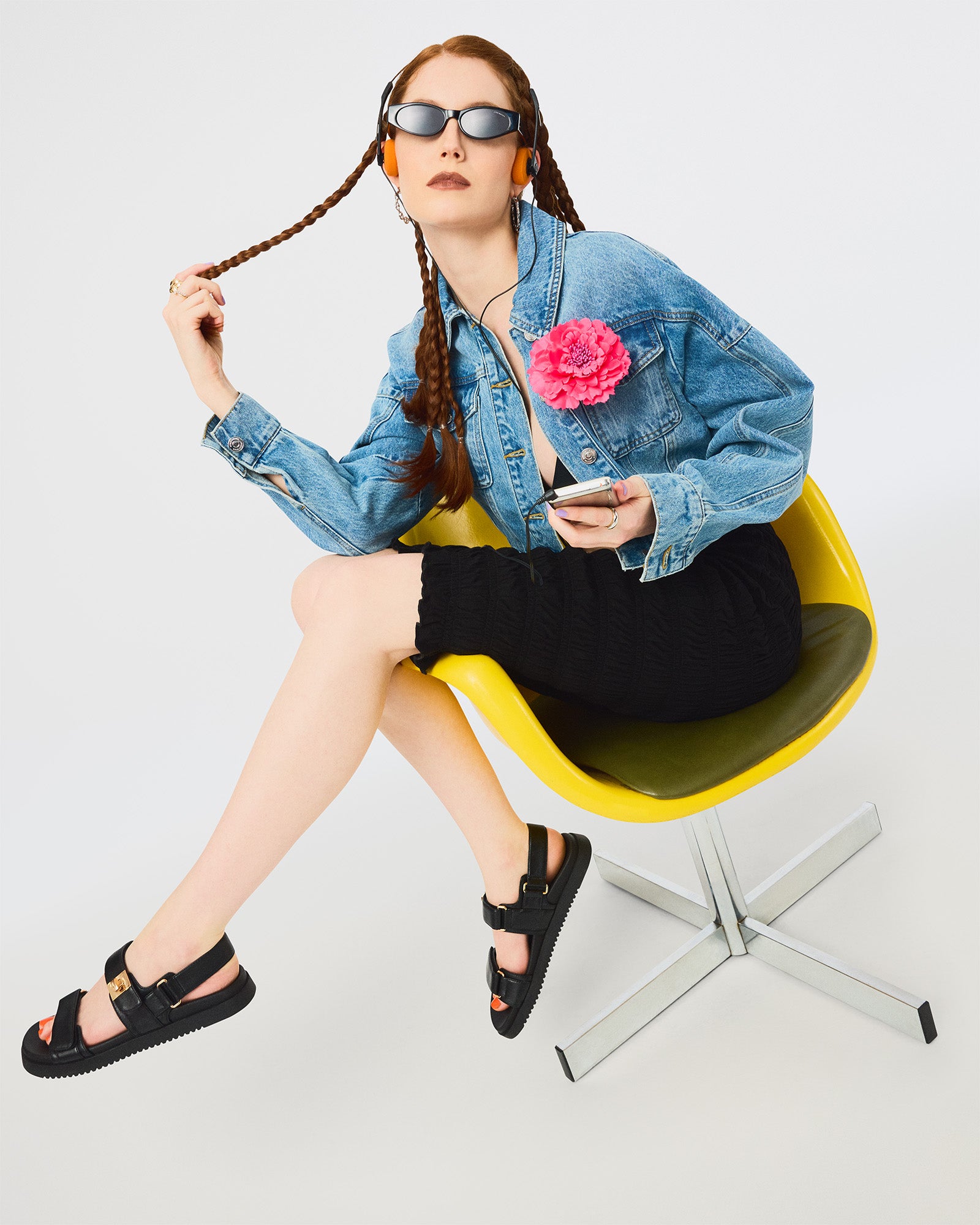 Mona Black Leather Flatform Sandals - Stylish and Comfortable