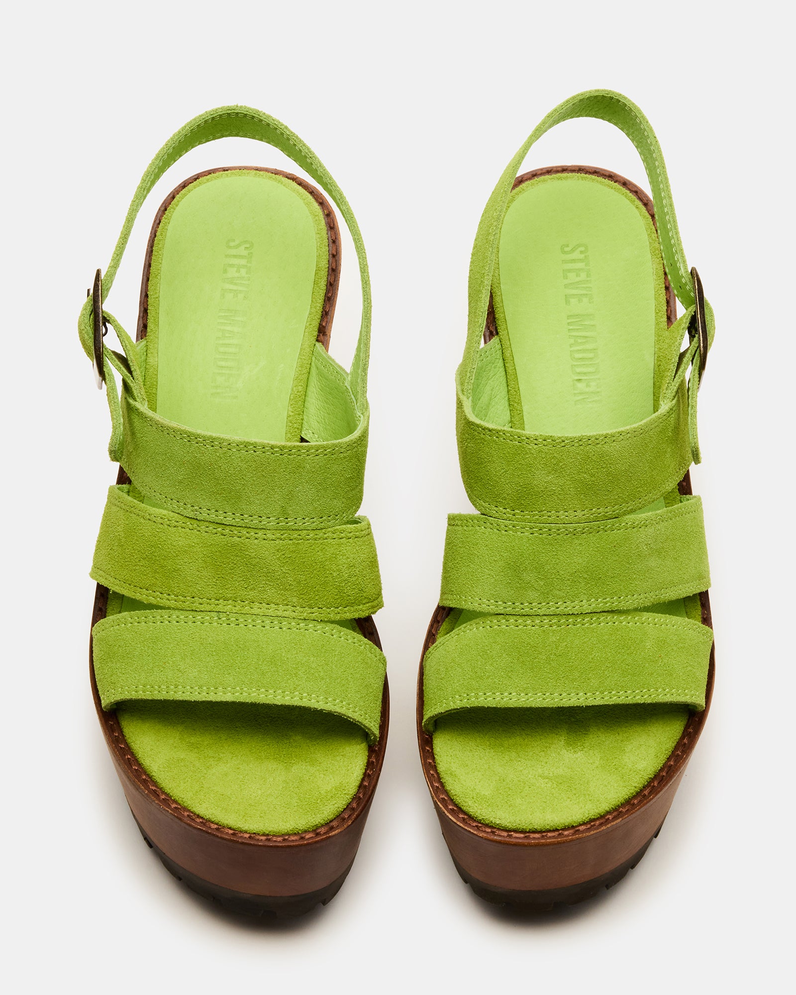 ENCINO Stylish Green Suede Platform Sandals