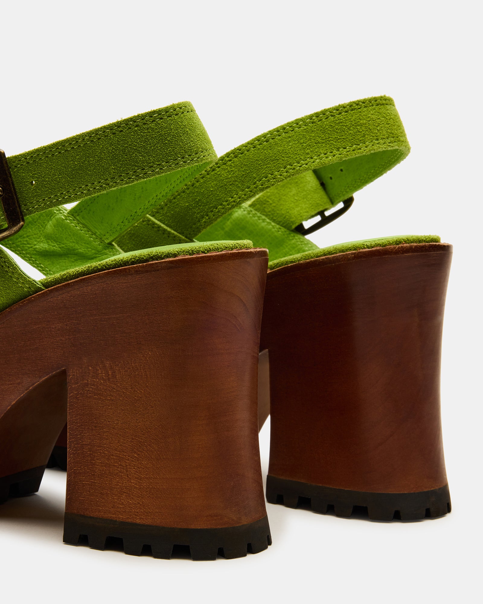 ENCINO Stylish Green Suede Platform Sandals