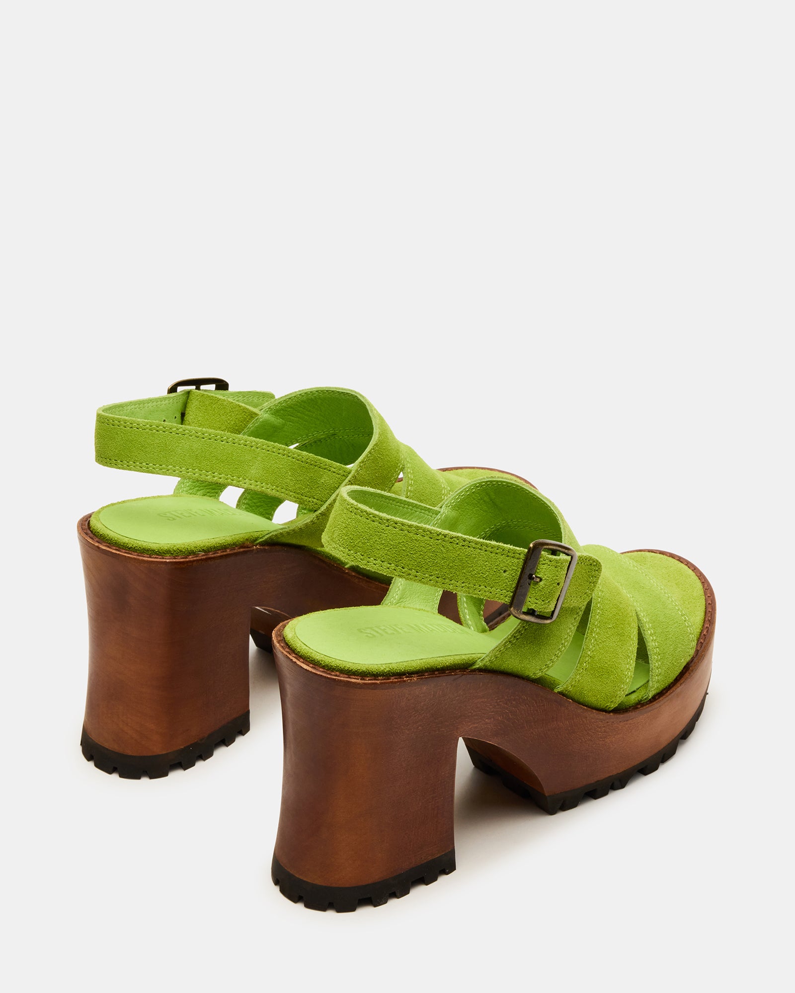 ENCINO Stylish Green Suede Platform Sandals