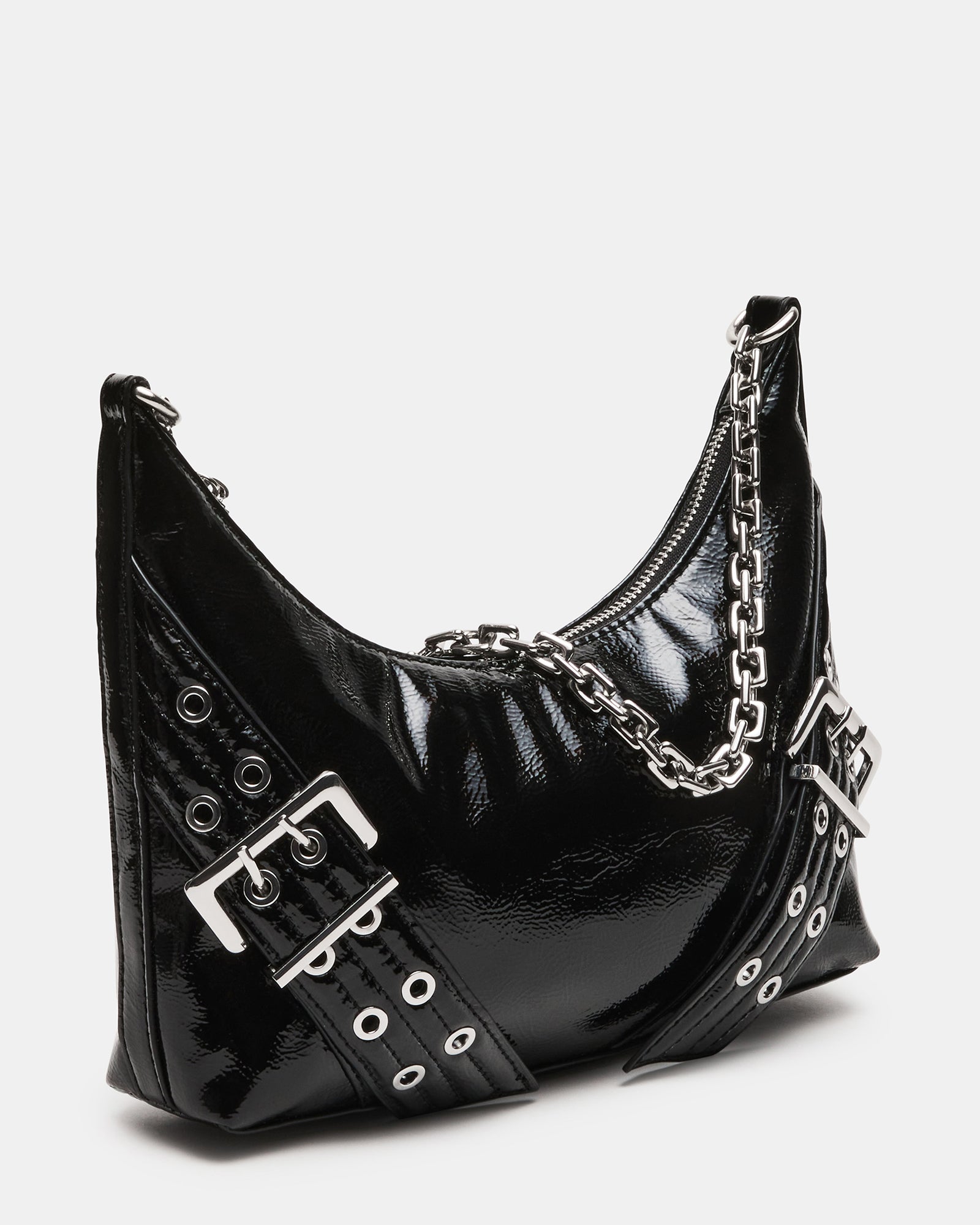 GRAYA Black Patent Chic Shoulder Bag