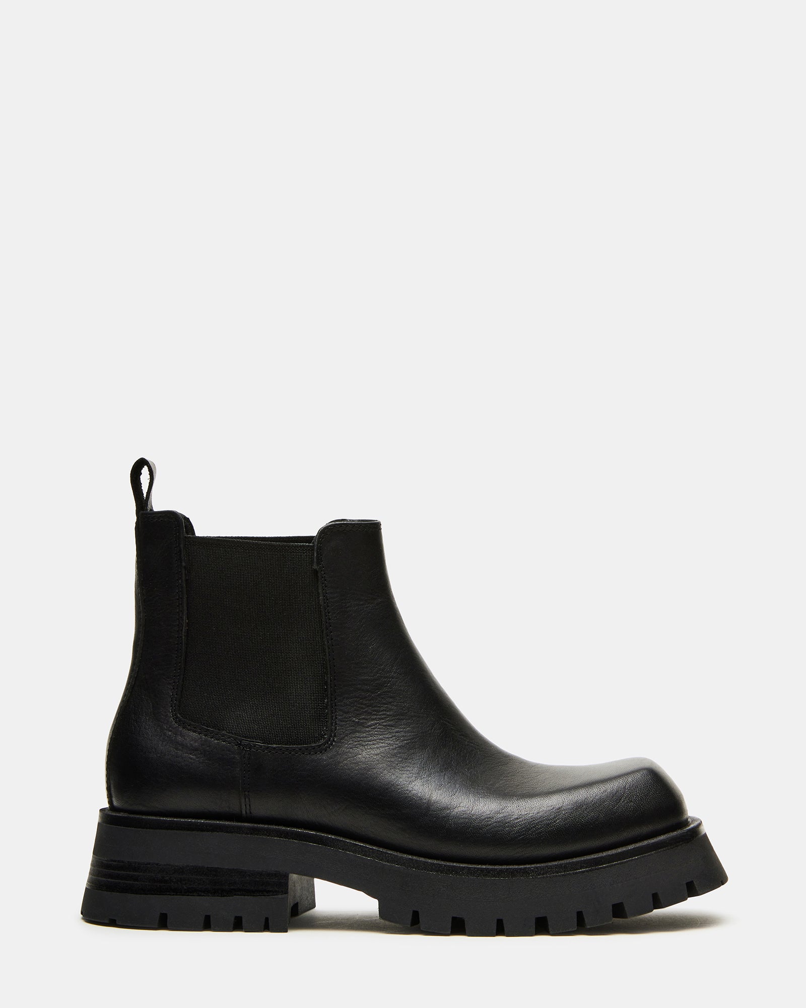 Burley Black Leather Chelsea Lug Ankle Boots - Timeless Elegance
