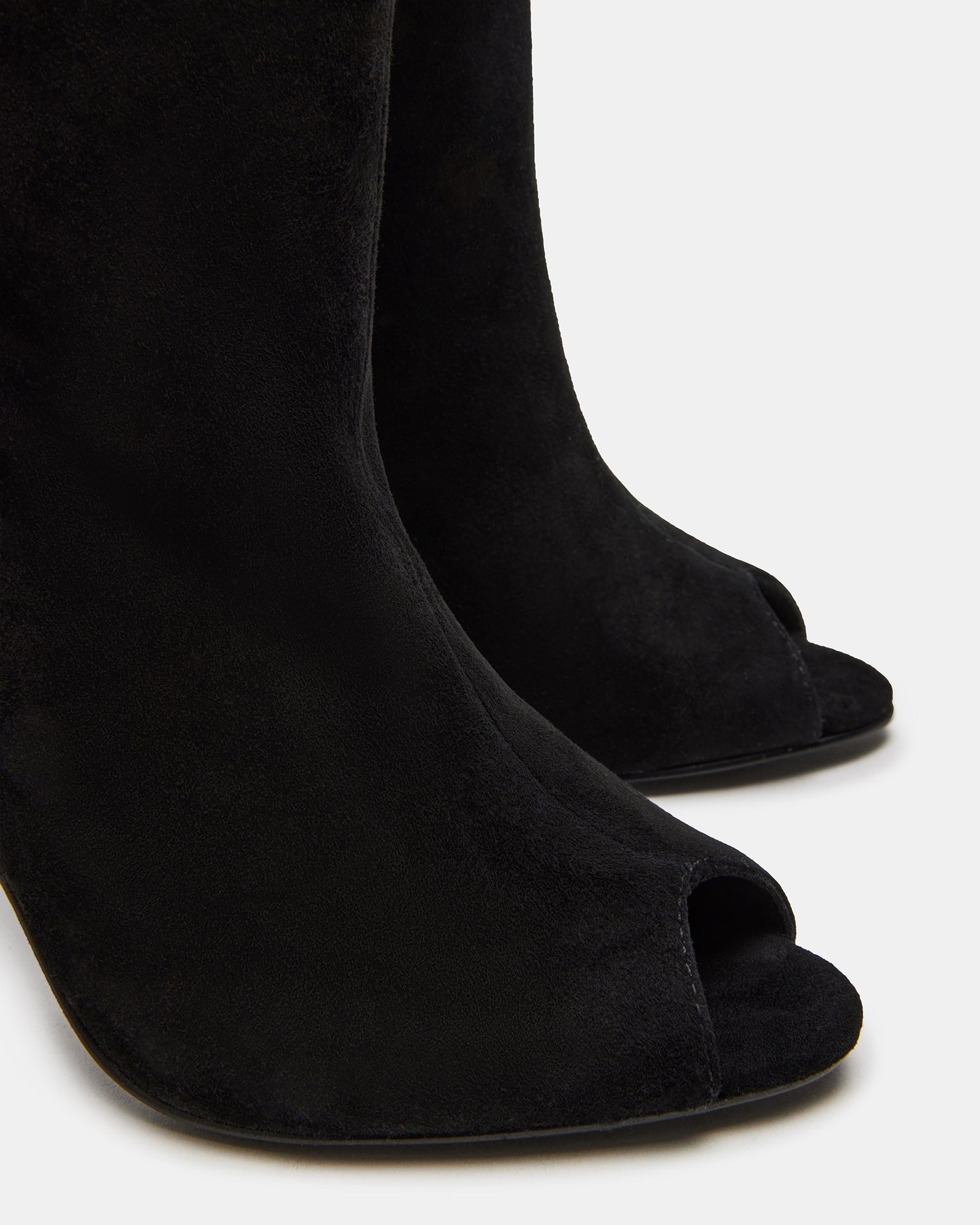 Peggie Black Suede Peep Toe Boots - Elevate Your Style
