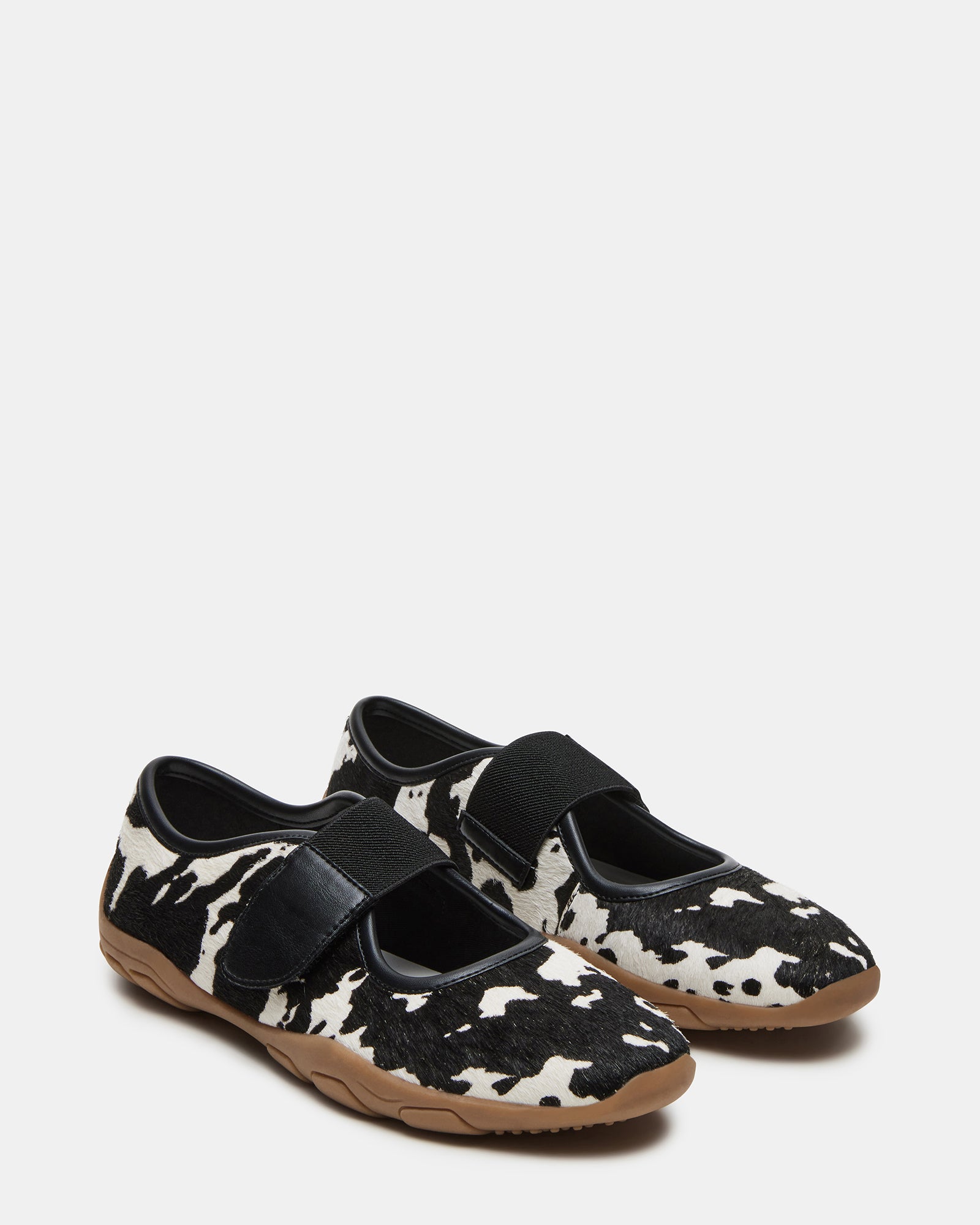 Stylish Black Cow Print Scooter Mary Jane Sneakers