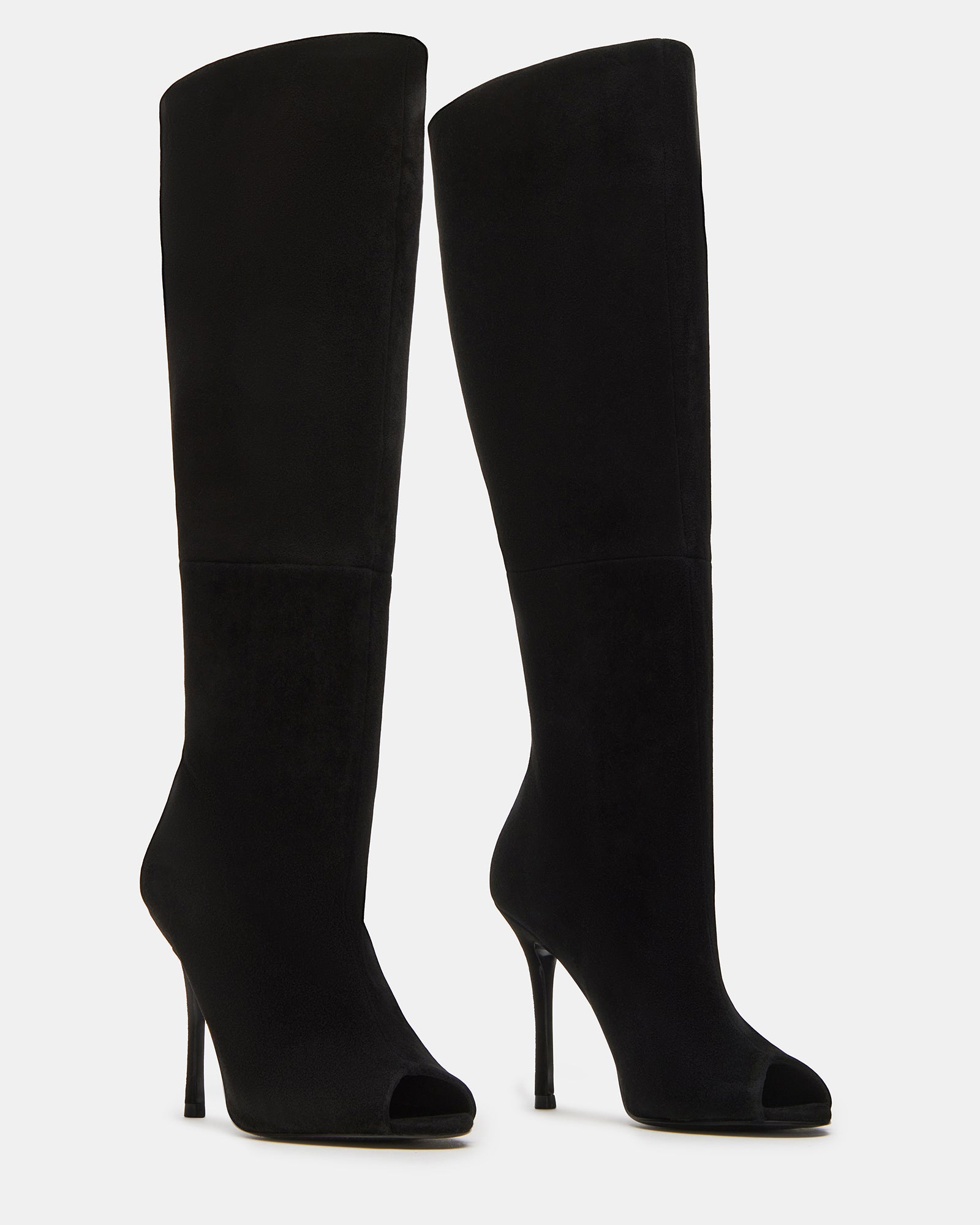 Peggie Black Suede Peep Toe Boots - Elevate Your Style
