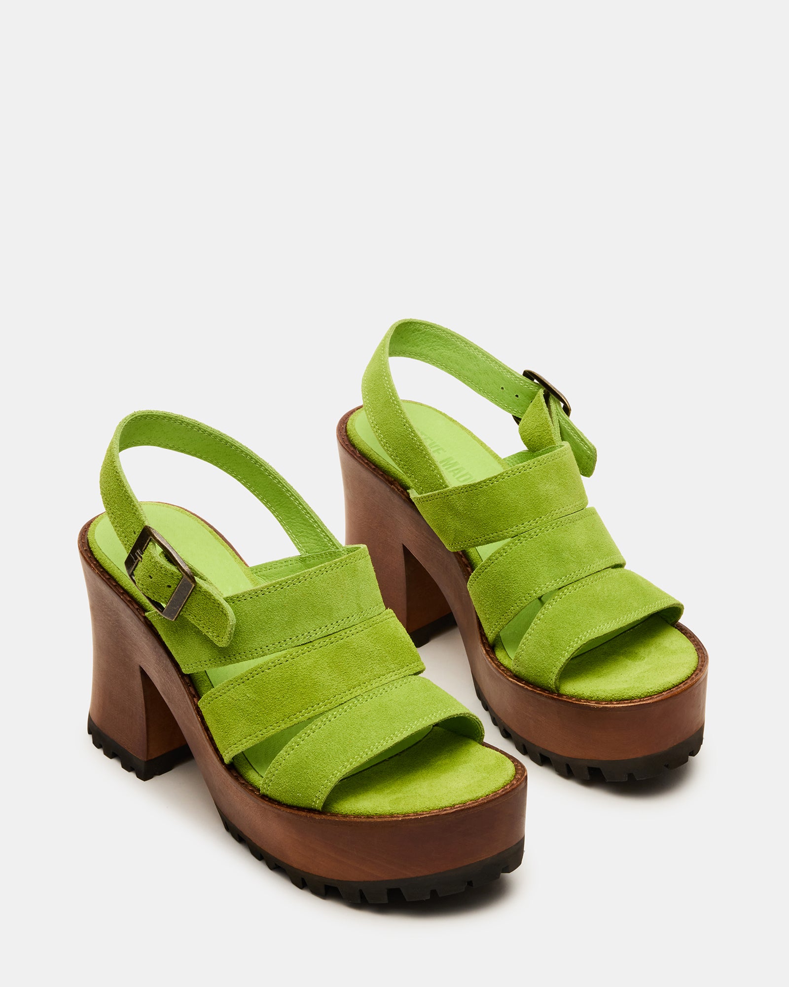 ENCINO Stylish Green Suede Platform Sandals