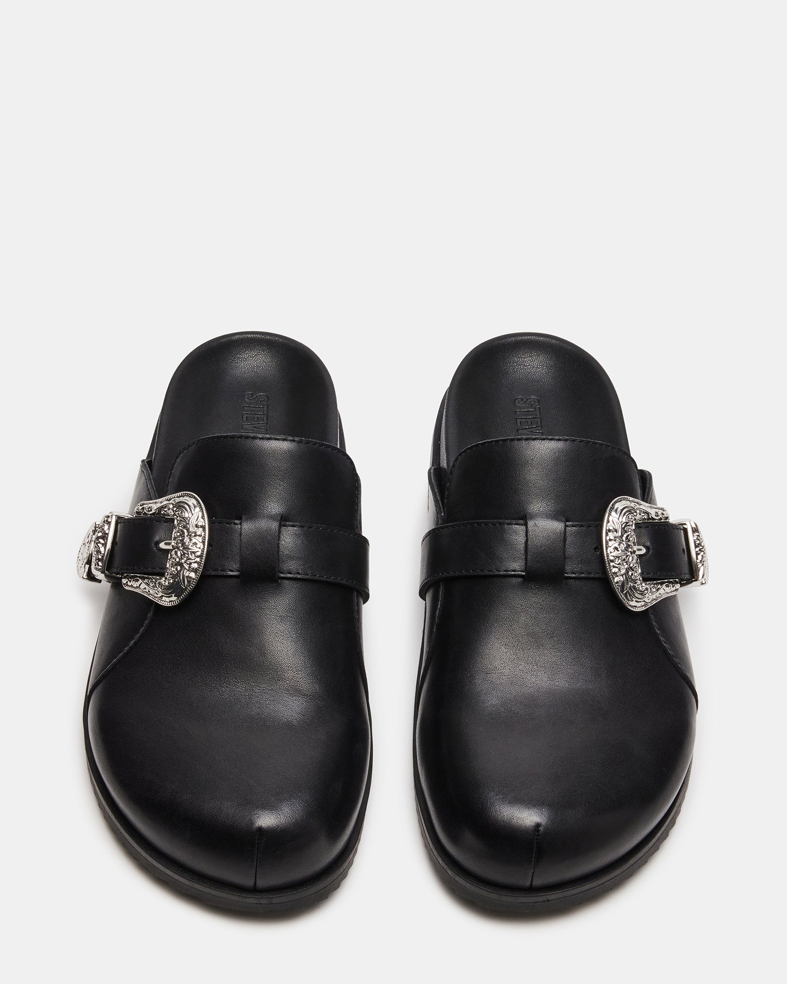 LEDGER Black Leather Mules - Stylish Slip - Ons