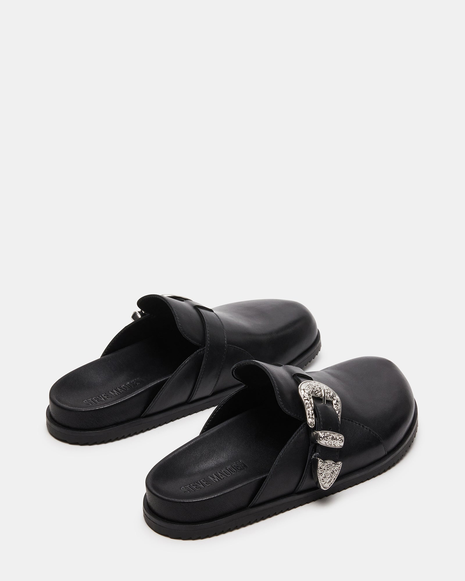 LEDGER Black Leather Mules - Stylish Slip - Ons