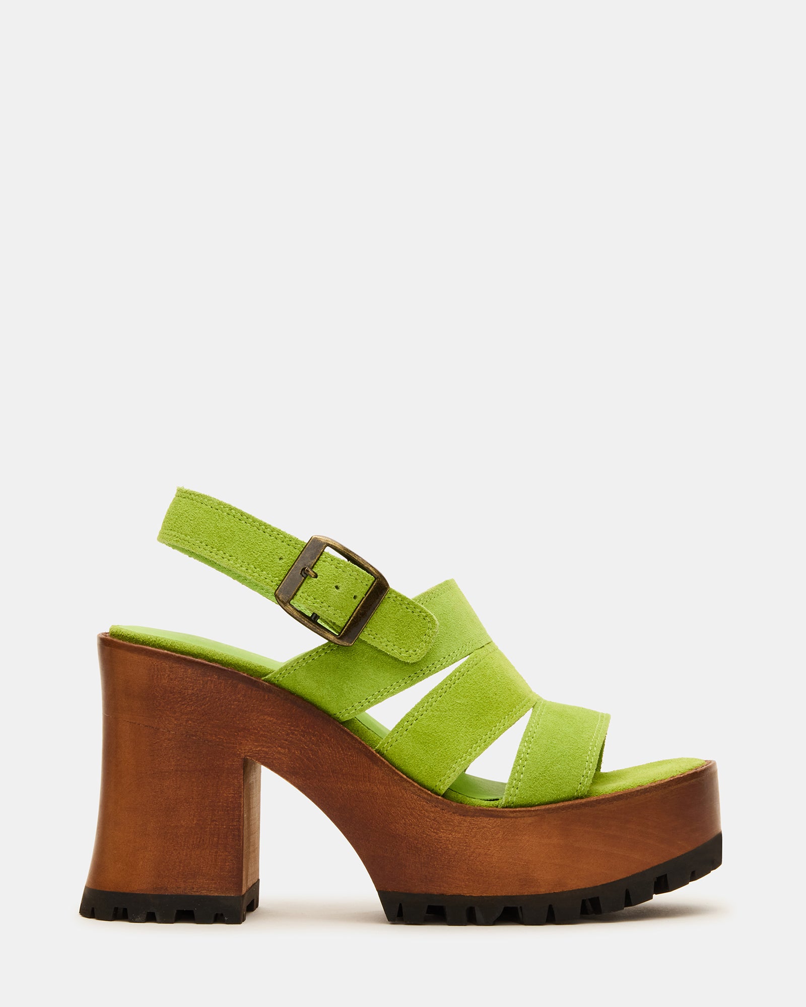 ENCINO Stylish Green Suede Platform Sandals