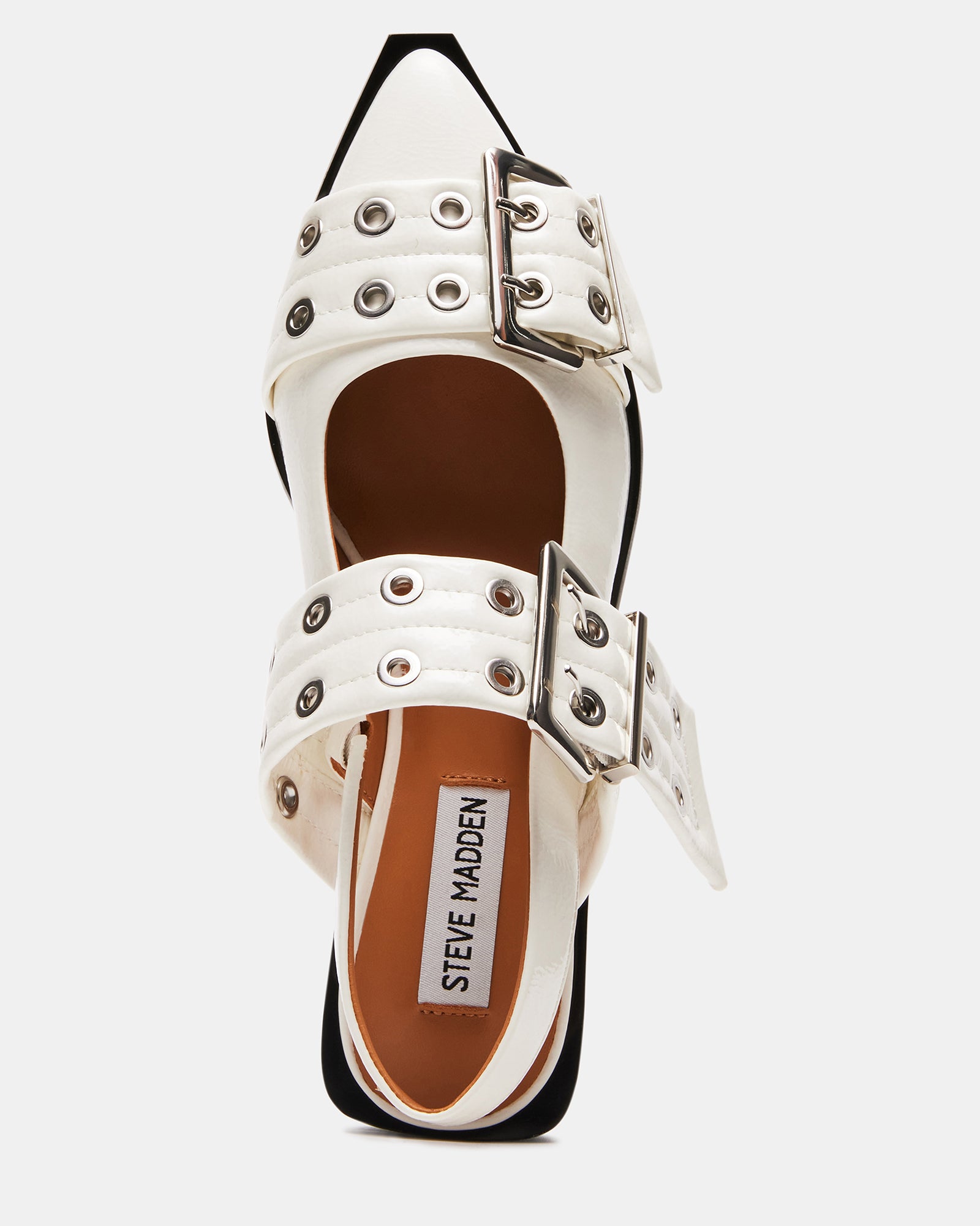 GRAYA Chic White Patent Slingback Flats