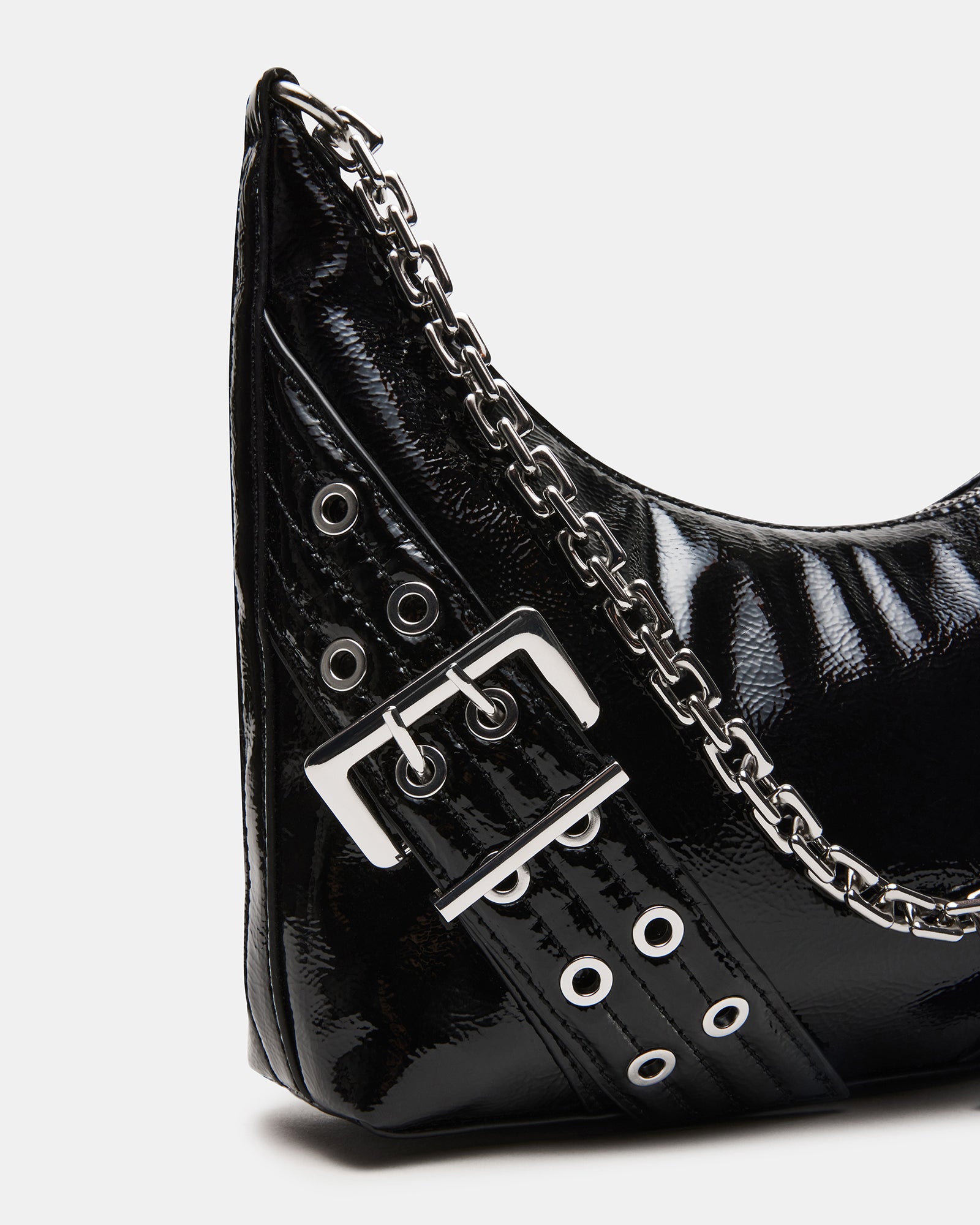 GRAYA Black Patent Chic Shoulder Bag