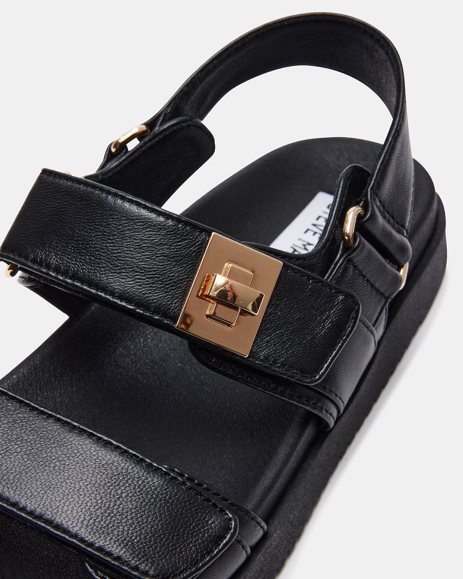 Mona Black Leather Flatform Sandals - Stylish and Comfortable