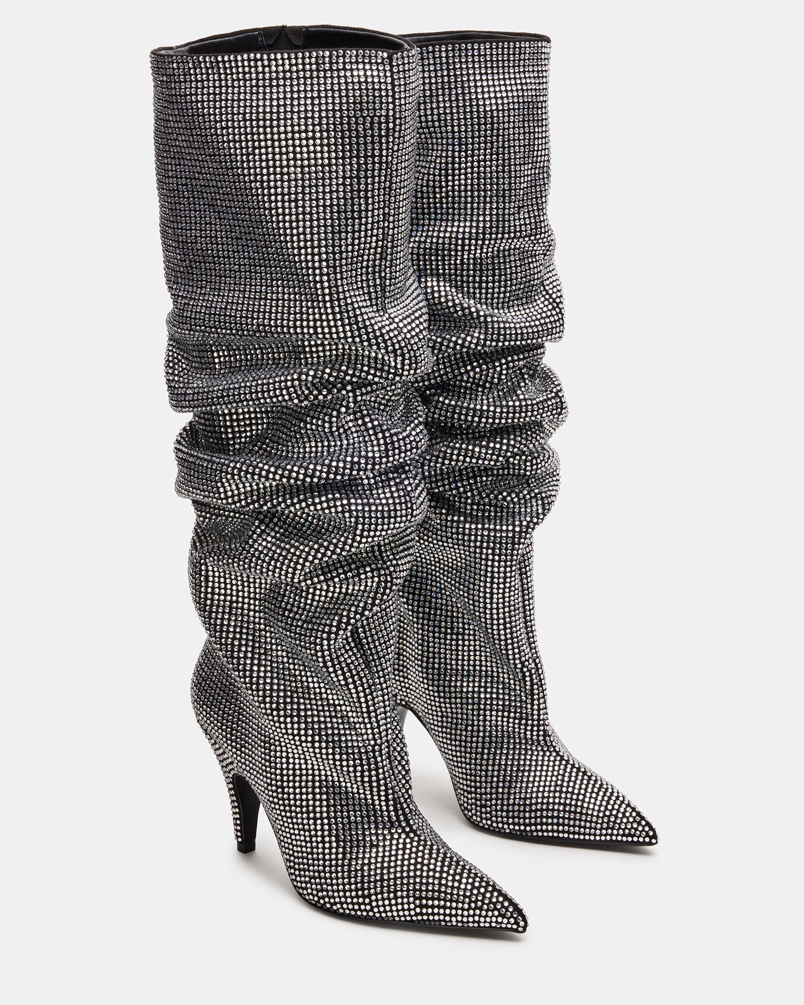 Bellamie Black Rhinestone Knee-High Boots