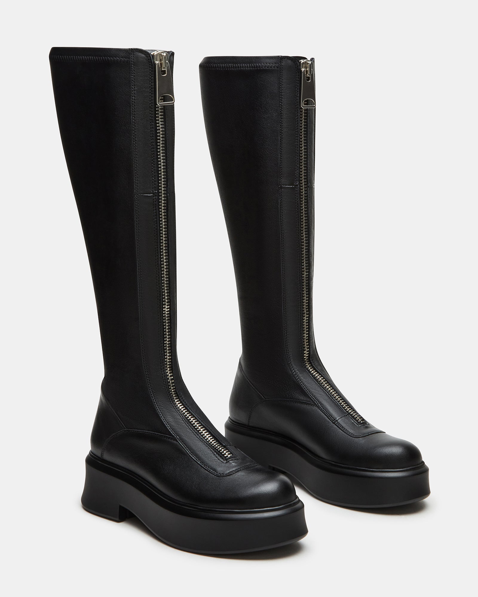 JONSEY Black Moto Knee - High Boots