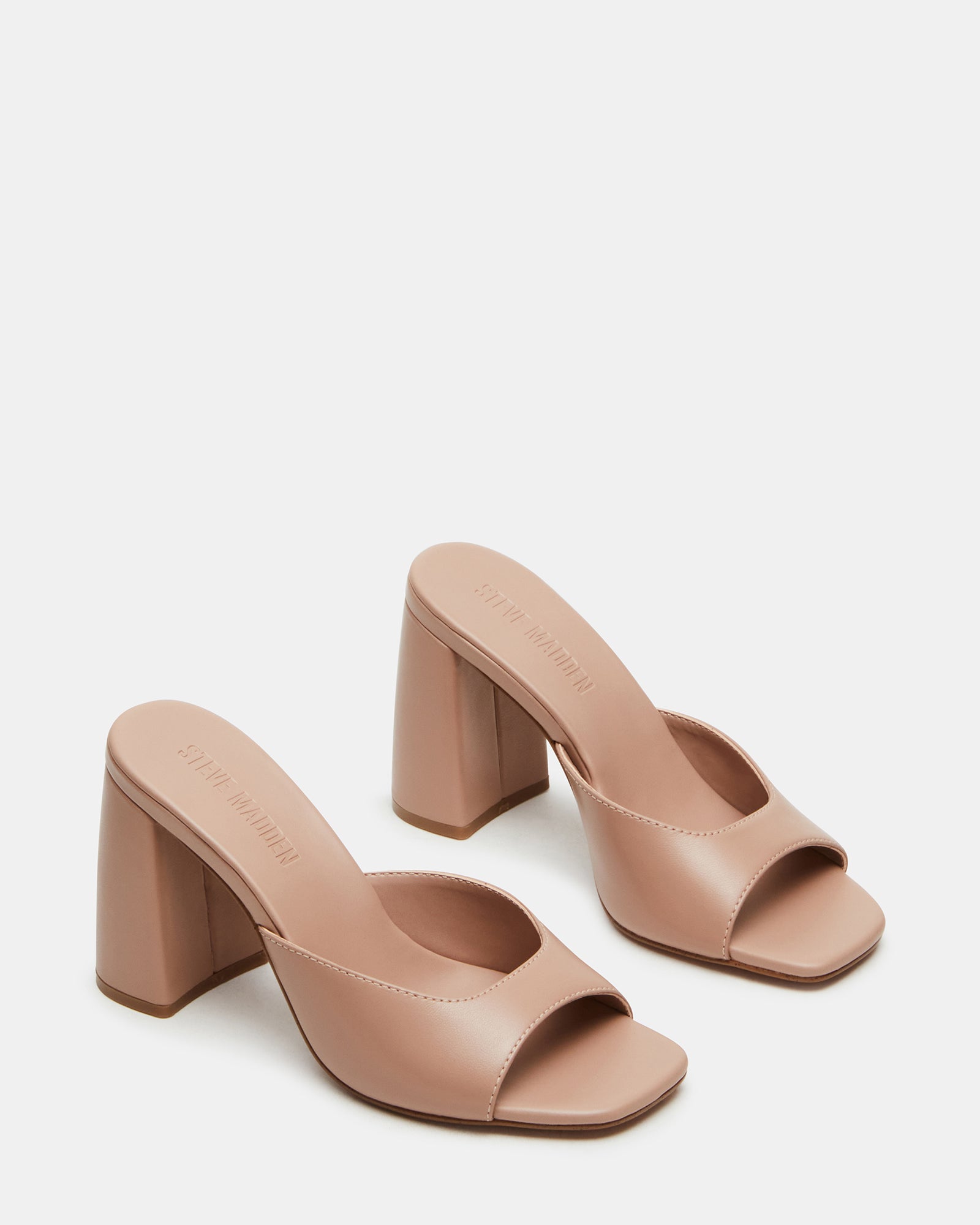 MANIA Blush Leather Mule Heels - A Fashion Sensation