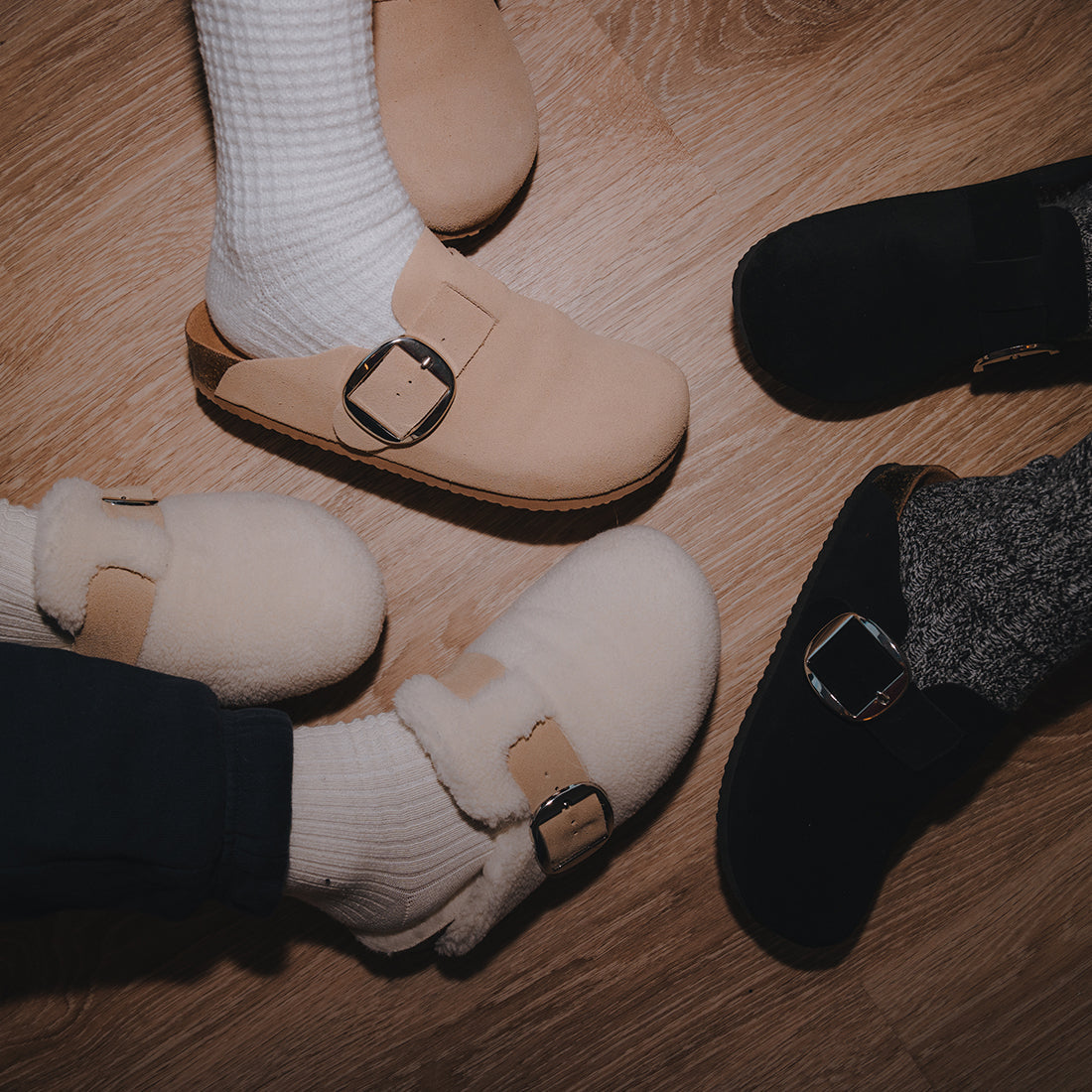 Revamped Small Social Black Suede Clogs