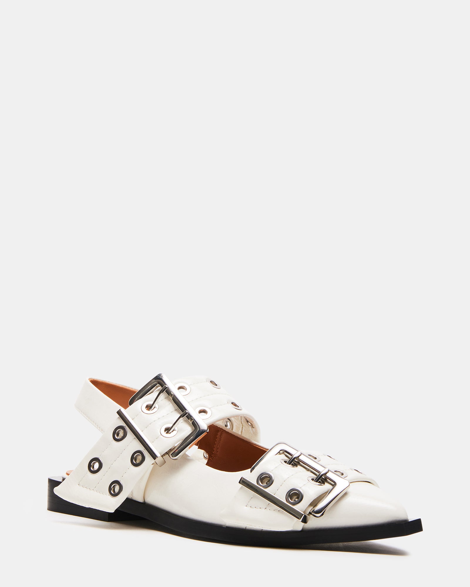 GRAYA Chic White Patent Slingback Flats
