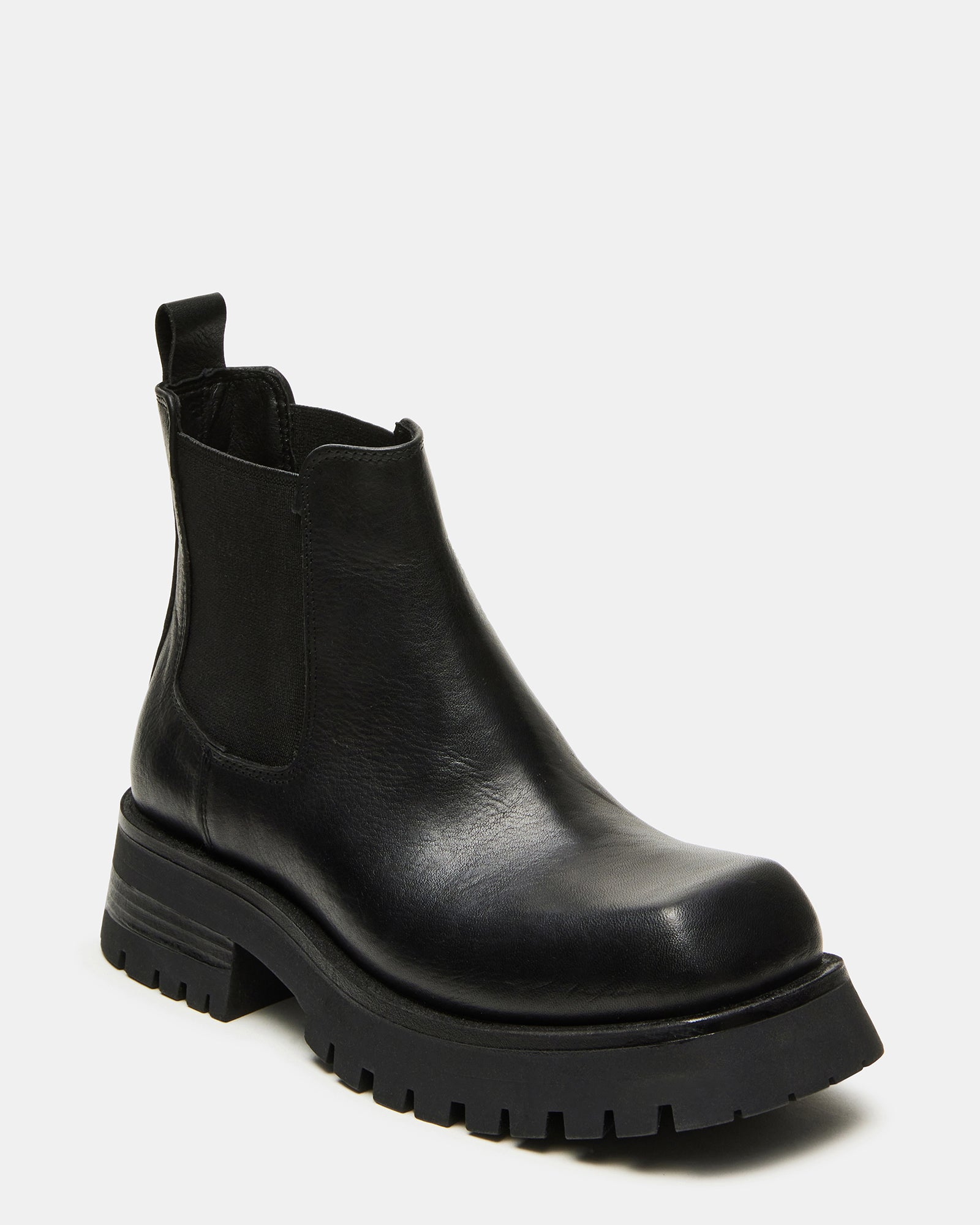 Burley Black Leather Chelsea Lug Ankle Boots - Timeless Elegance