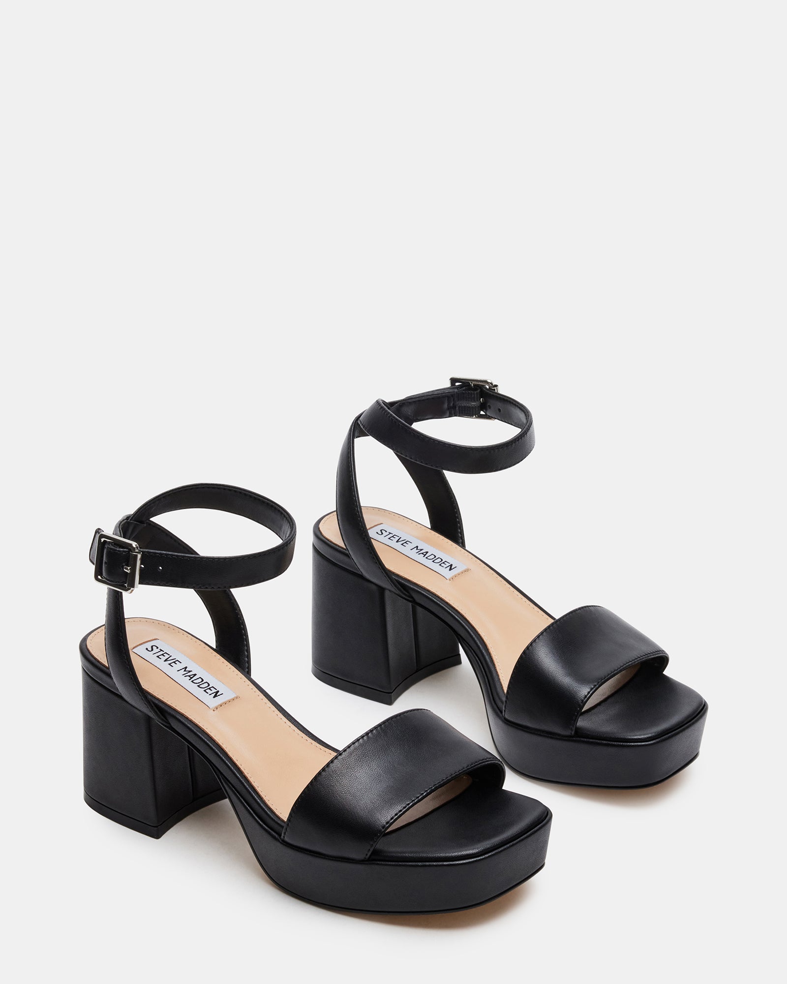 MERCERR Stylish Black Leather Heels