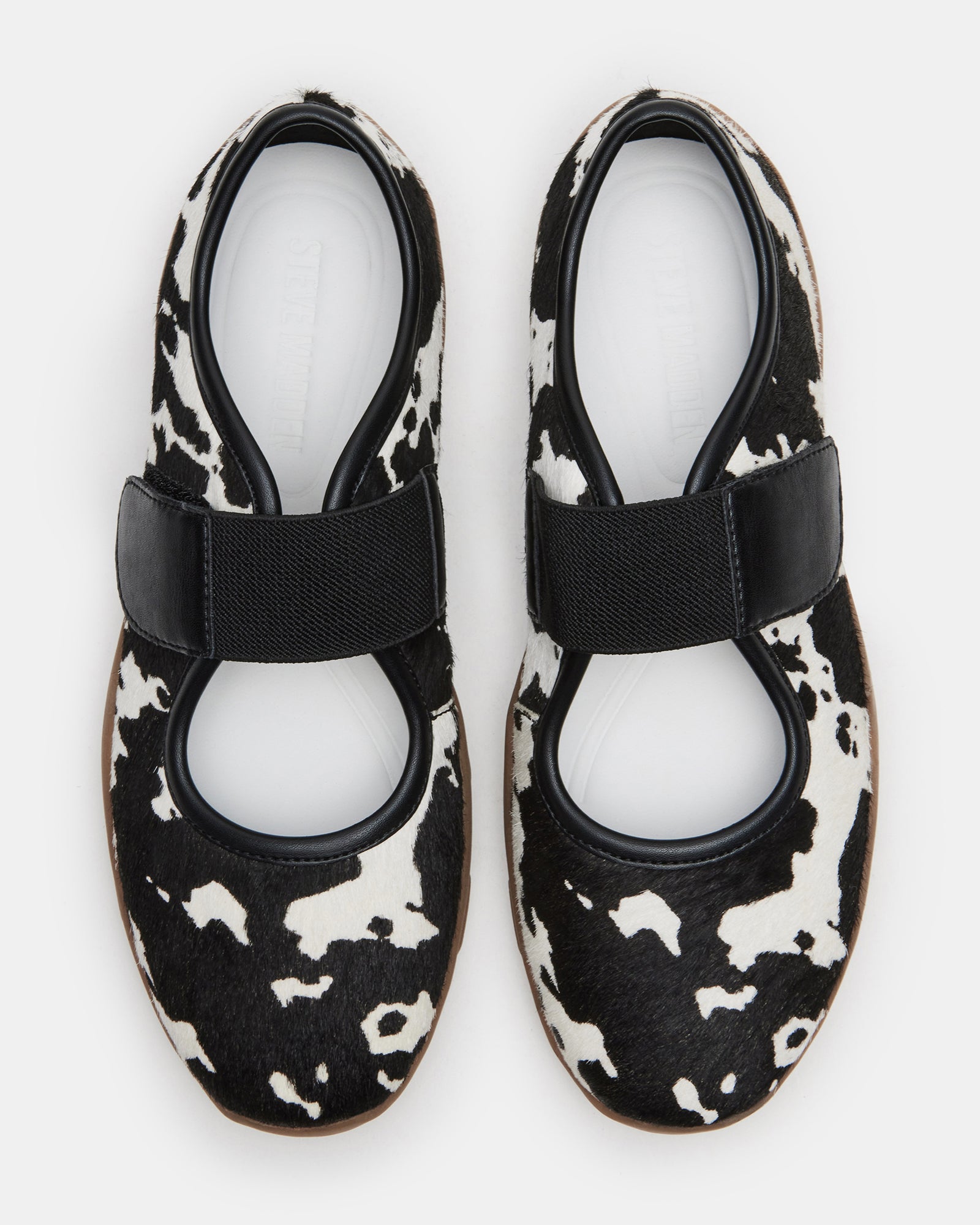 Stylish Black Cow Print Scooter Mary Jane Sneakers
